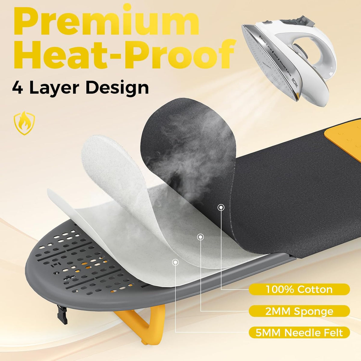 KINGBOARD Tabletop Ironing Board, Small Ironing Board with Iron Mat, Foldable Mini Iron Board, Easy