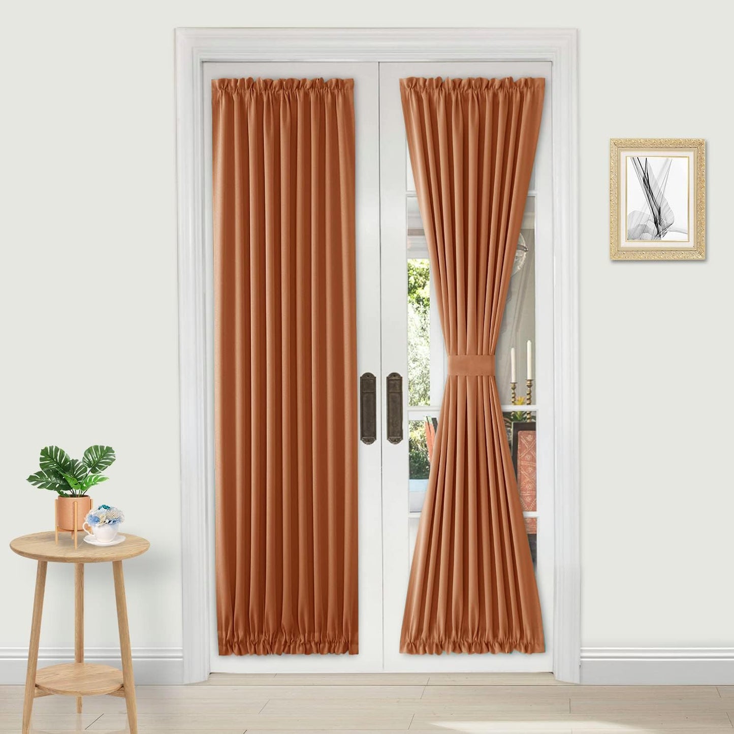 DWCN French Door Curtains – Rod Pocket Thermal Blackout Curtain for Doors with Glass Window