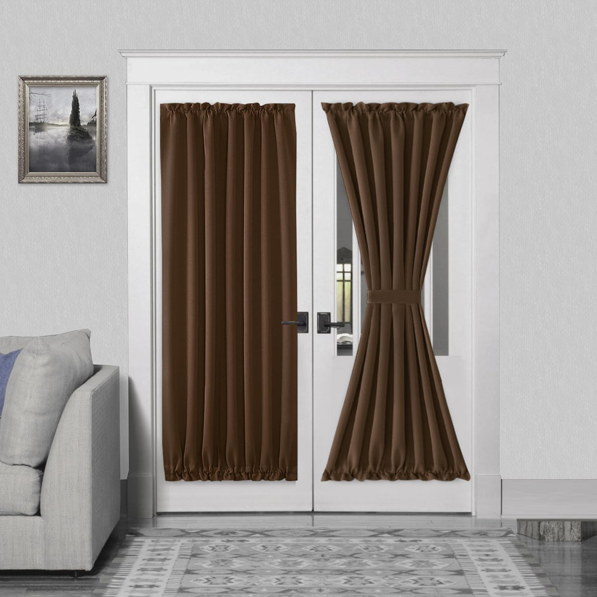 DWCN French Door Curtains – Rod Pocket Thermal Blackout Curtain for Doors with Glass Window