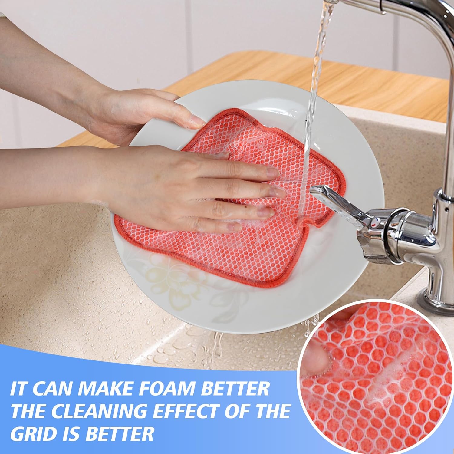 KinHwa Kitchen Washcloths for Dishes Absorbent Microfiber Dish Cloths Quick Dry Dish Rags with Poly