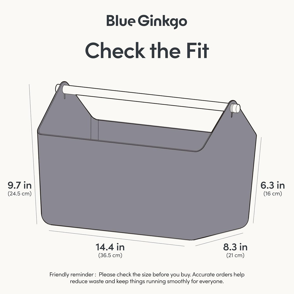 BLUE GINKGO Large Storage Basket – Plastic Caddy with Wooden Handle for Bathroom, Pantry, or