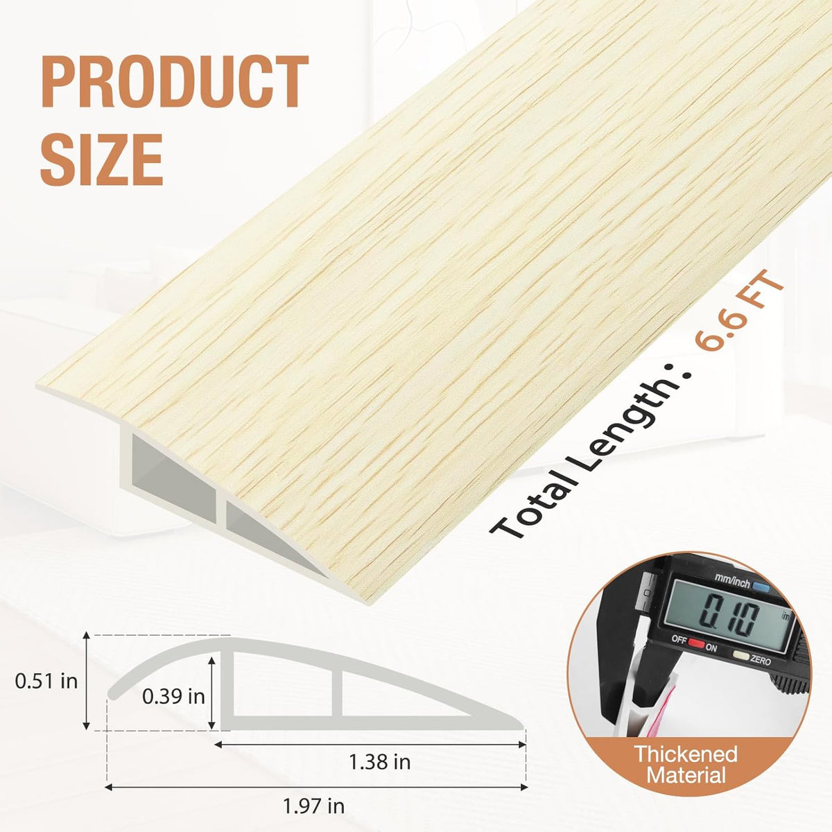 Floor Transition Strip Self Adhesive Vinyl Door Threshold for Doorways Carpet Edging Trim Overlap