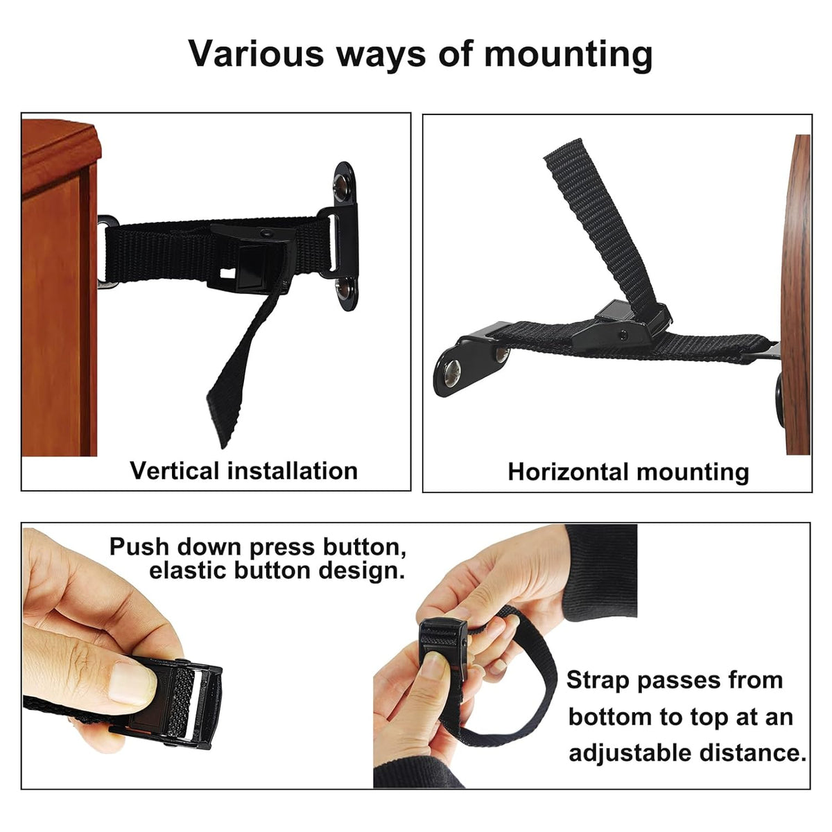 Anti Tip Furniture Anchors (2 Sets),Heavy Duty Furniture Wall Anchor,Adjustable Earthquake