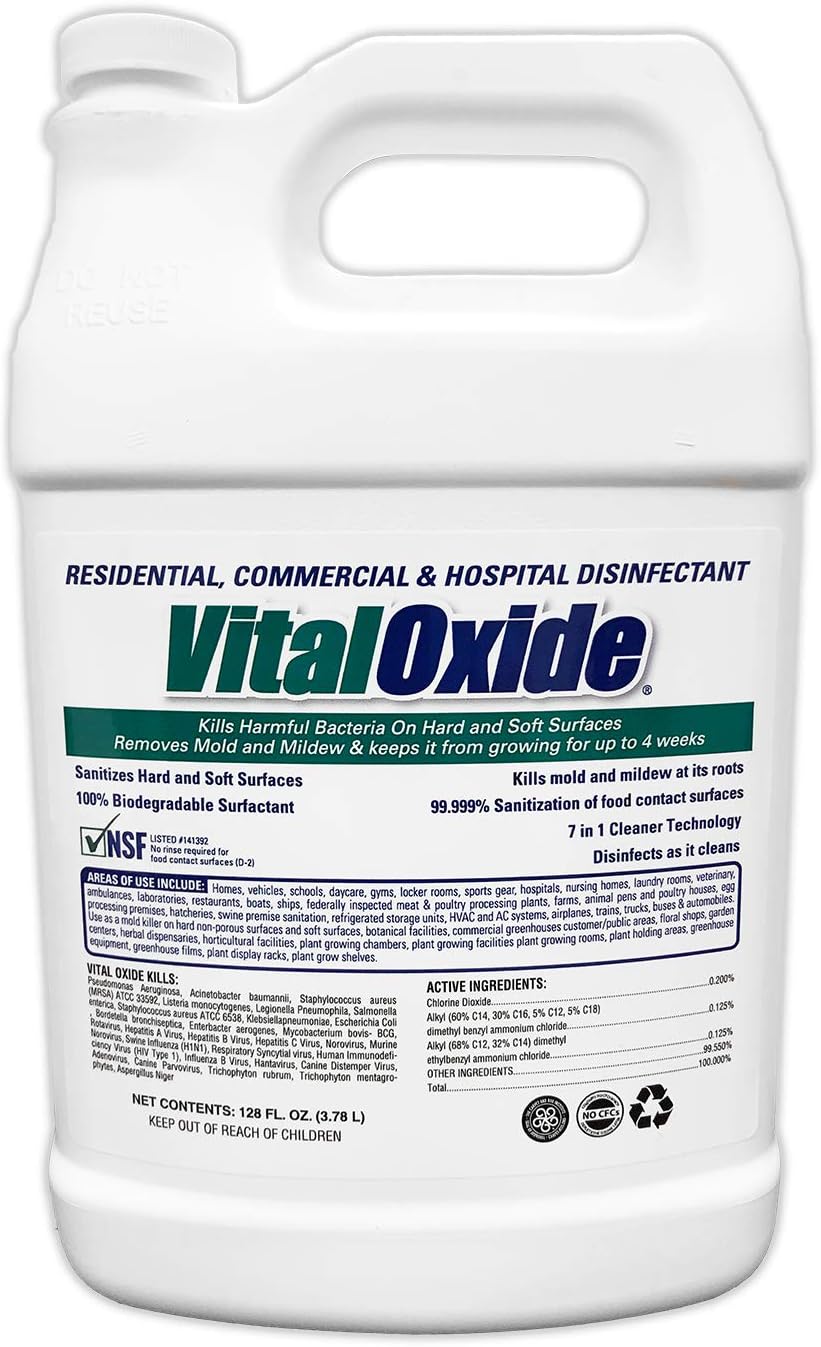 Vital Oxide Disinfectant, Deodorizer, Cleaner, Food-Contact Sanitizer, Virucide – (EPA registration