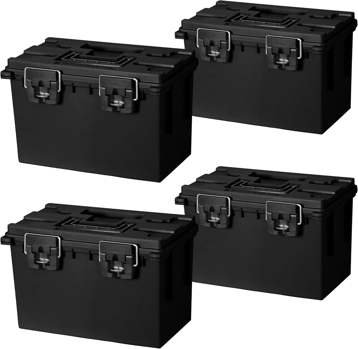 Sheffield 12764 XL Storage Bins With Lids, 4-Pack Stackable Storage Bins, Made in USA, Lockable and