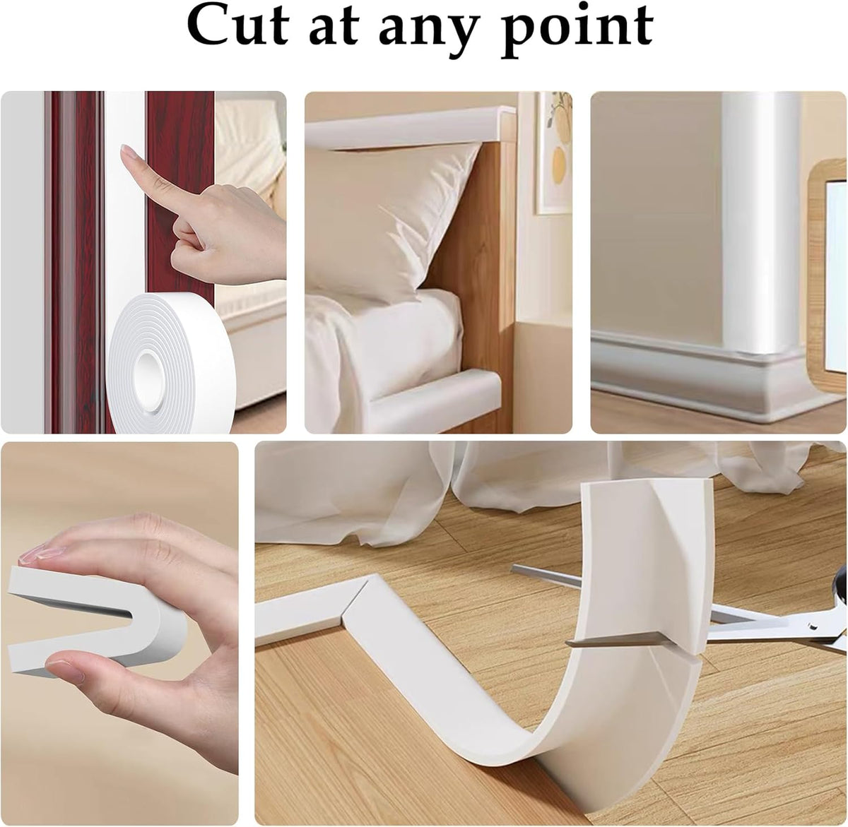 Weather Stripping Door Seal White,Self Adhesive Foam Tape,Window Insulation Weatherproof Gasket