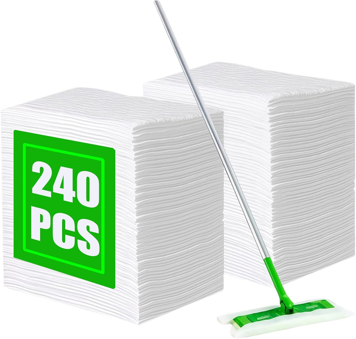 SUZZYVINE Dry Pads Refills 240 Count Dry Mop Refills for Floor Mopping and Cleaning, Dry Sweeping