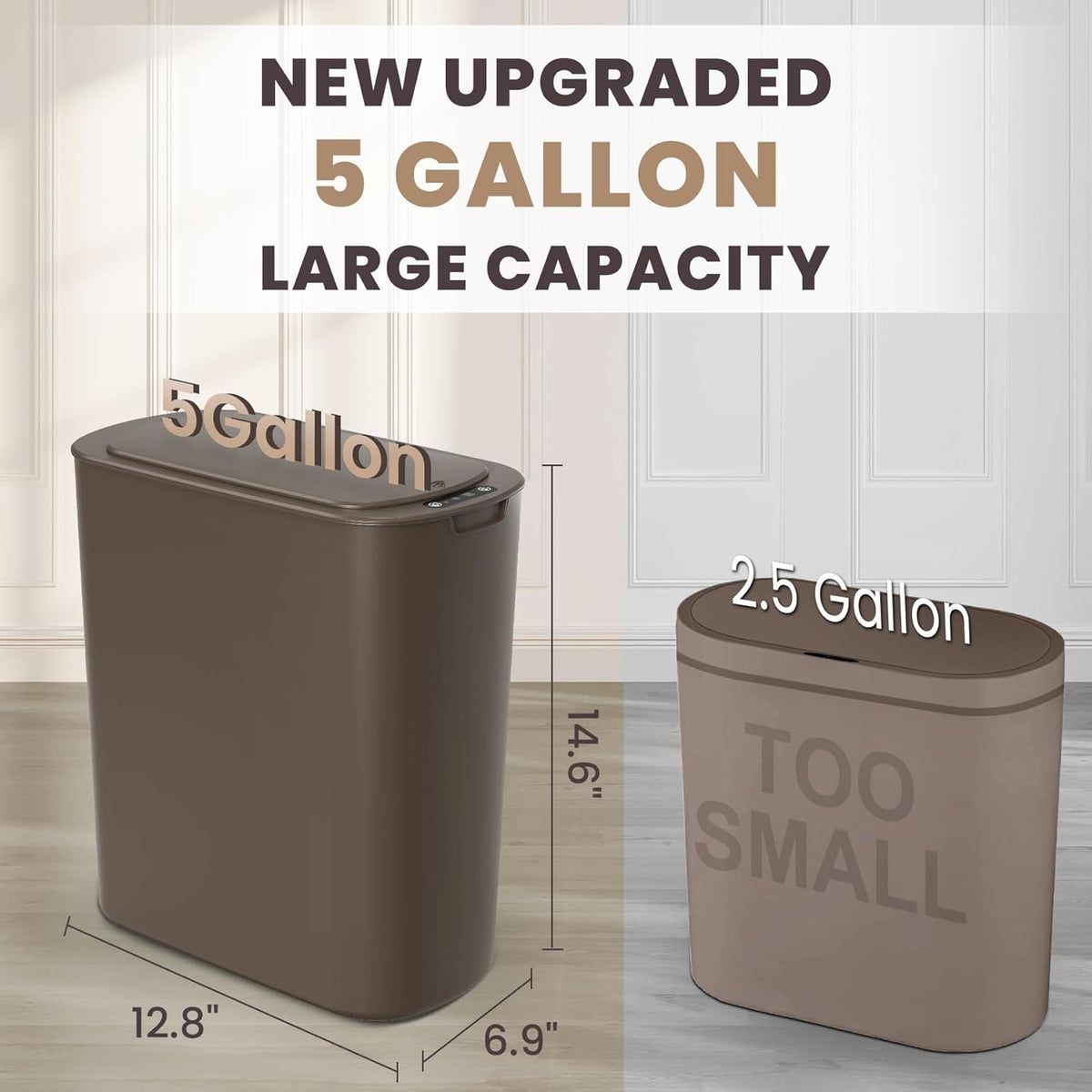 Cesun Motion Sensor Trash Can, 5 Gallon Automatic Bathroom Garbage Can with Lid, Touchless Smart