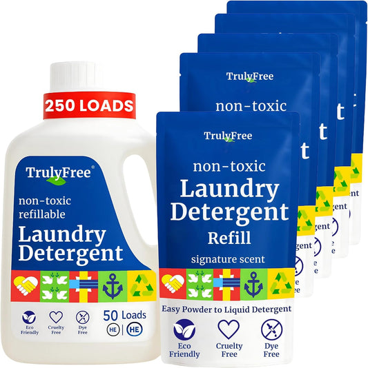 Truly Free Natural Laundry Detergent for Sensitive Skin | Eco Friendly, Plant Based, Baby Clothes
