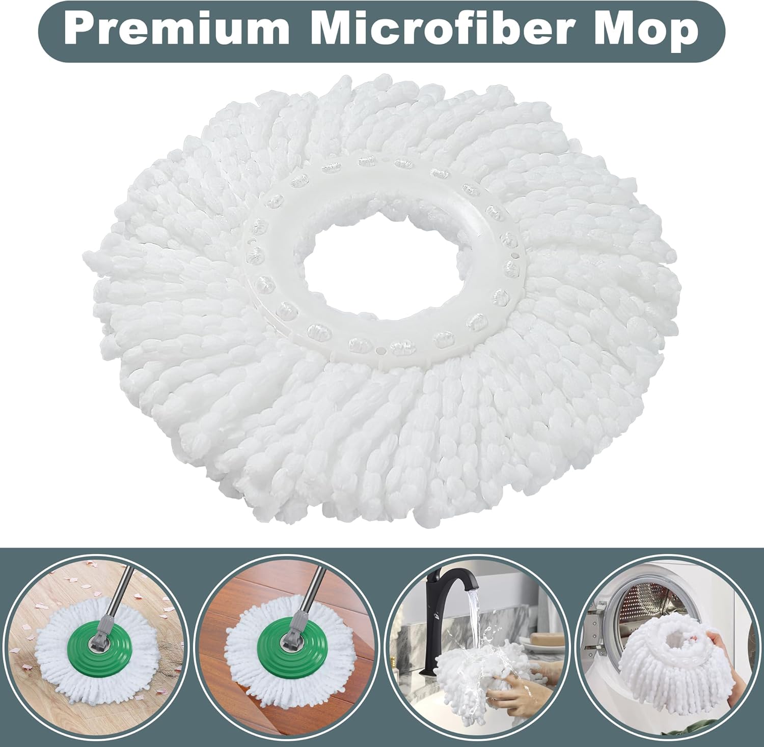 Dual Compartment Spin Mop and Bucket, Mop and Bucket with Wringer Set,360°Rotating Spinning Mopping