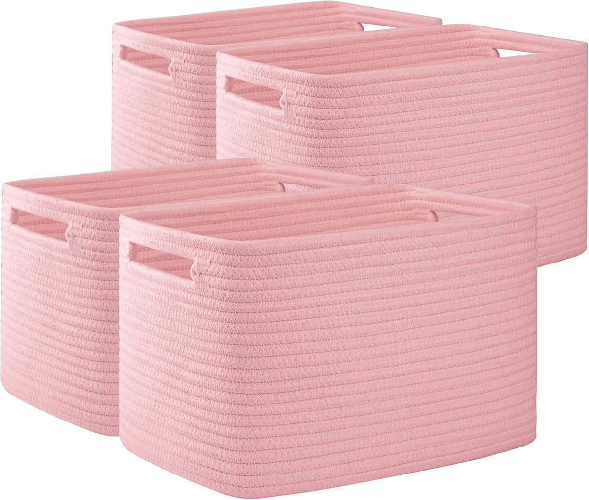 OIAHOMY 4 Pack Storage Baskets for Organizing, Cube Storage Bins for Shelves, Rectangle Storage