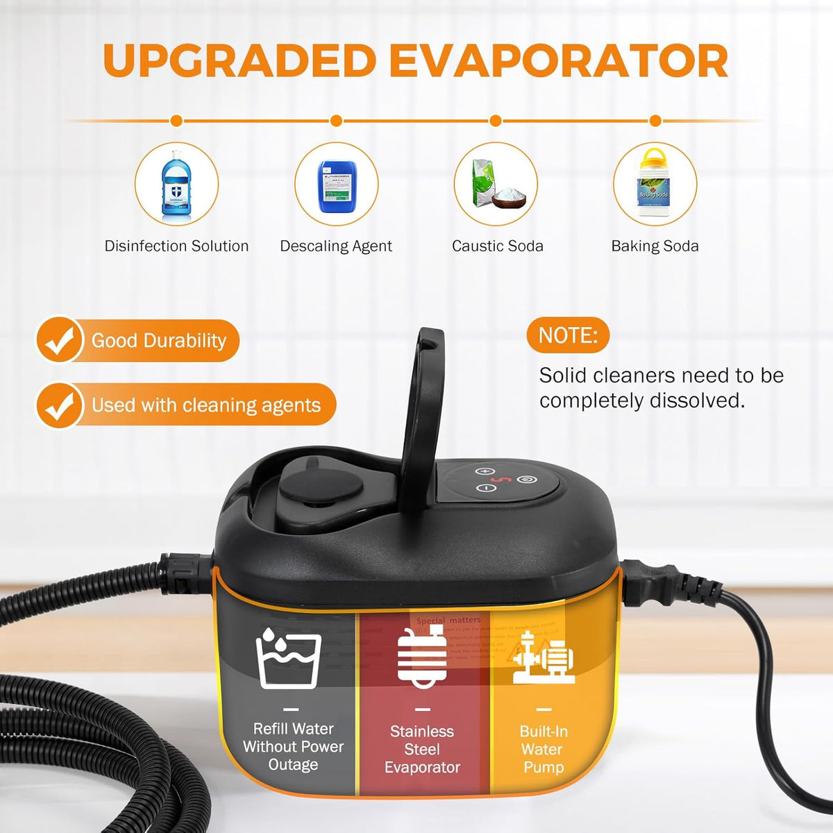 BEAMNOVA Steam Cleaner for Car Detailing 1.2L (41oz) Water Tank Portable Handheld Steamer for