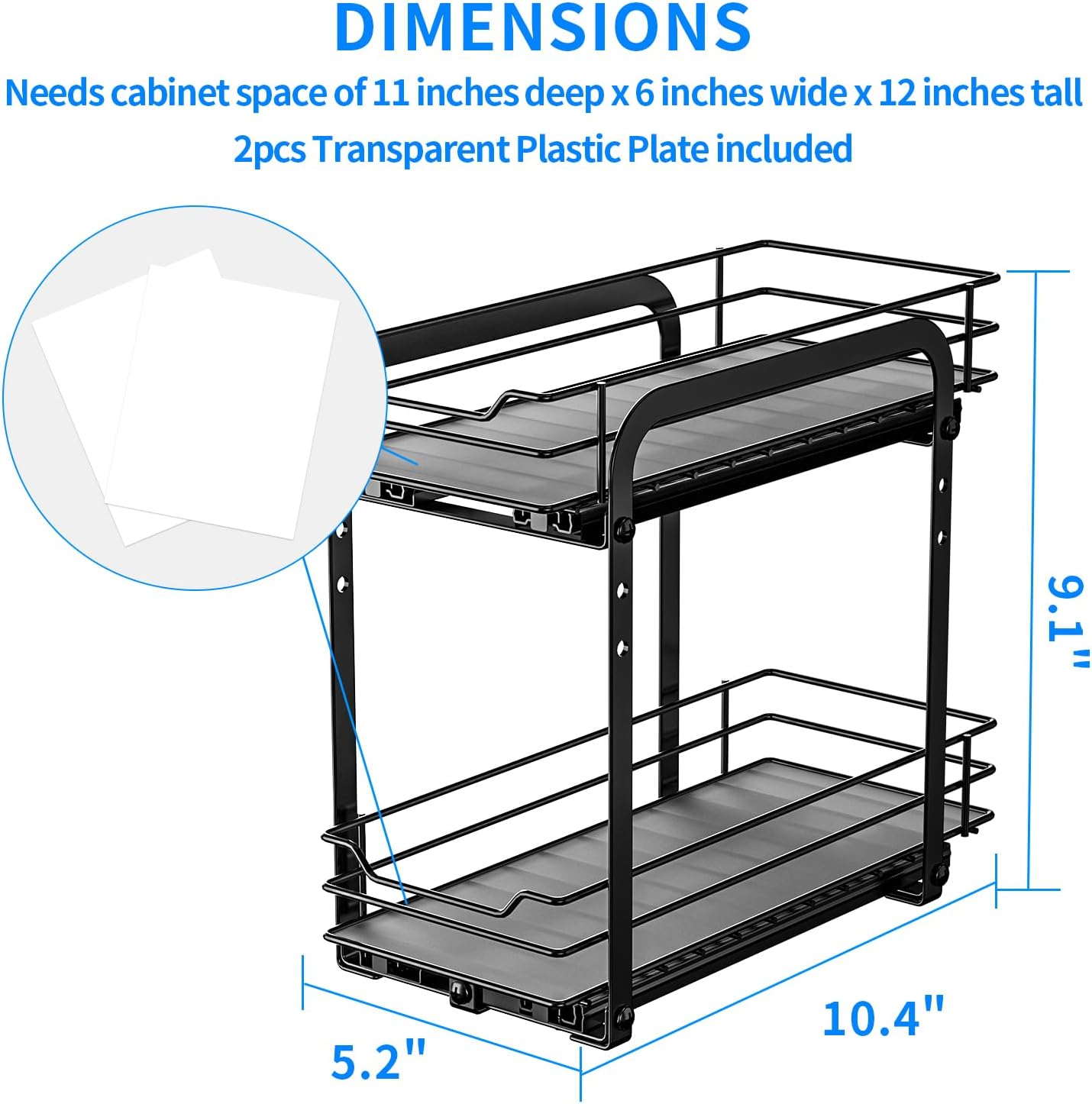 RCHYFEED Spice Organization for Cabinet, 2 Tier Pull Out Spice Rack for Seasoning Organizer, Height