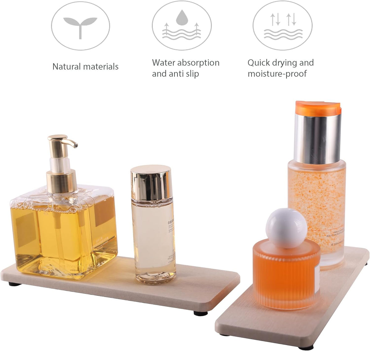 2 Pcs Water Absorbing Stone Trays, Kitchen/Bathroom Sink Soap Dish, Diatomite Tray Used for Hand