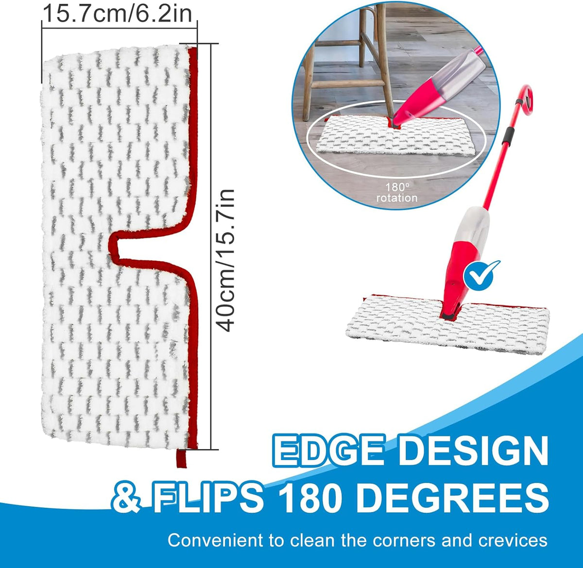 Microfiber Spray Mop Pads Compatible with Promist MAX Spray Mop, Mops Refills for Ocedar Replace