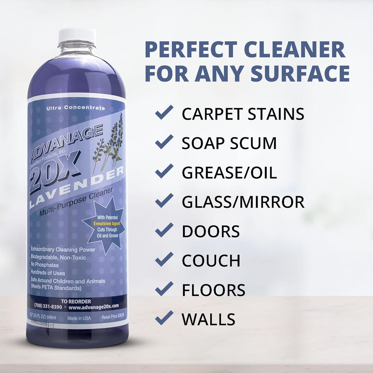 All Purpose Cleaner Concentrate - Advanage 20X The Wonder Cleaner Lavender for All Surfaces Around