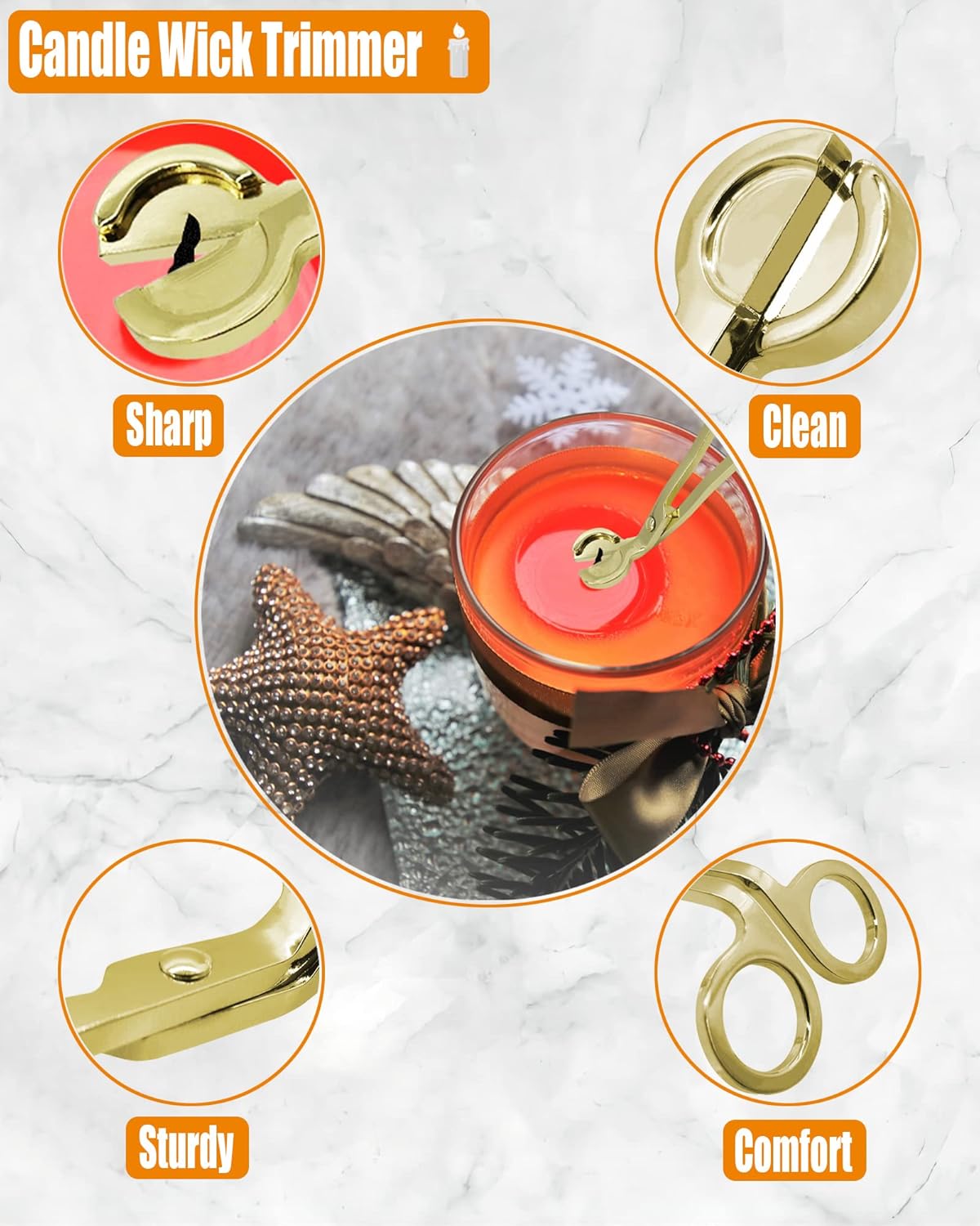 4 in1 Candle Accessory Set with Storage Tray Plate, Candle Wick Trimmer, Candle Wick Snuffer