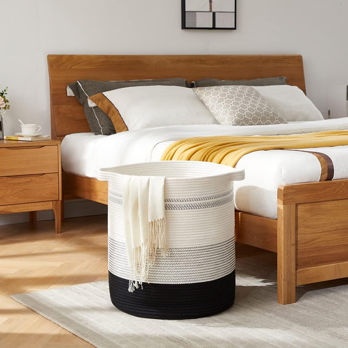 OIAHOMY 80L Laundry Hamper,Storage Basket with Handles,Decorative Basket for Living room,Woven