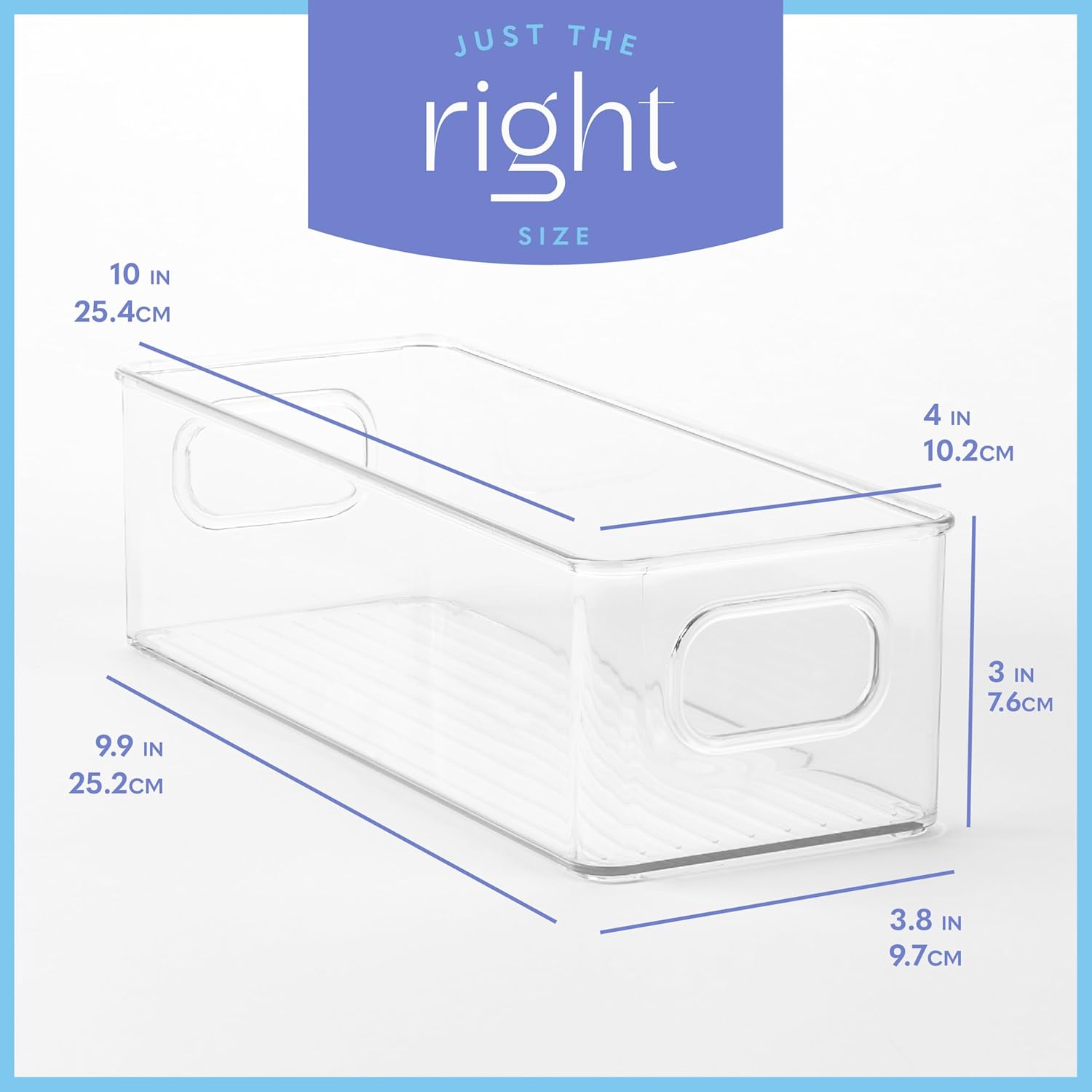 Plastic Food Storage Clear Container Bin with Handles for Organizing Kitchen, Pantry, Refrigerator