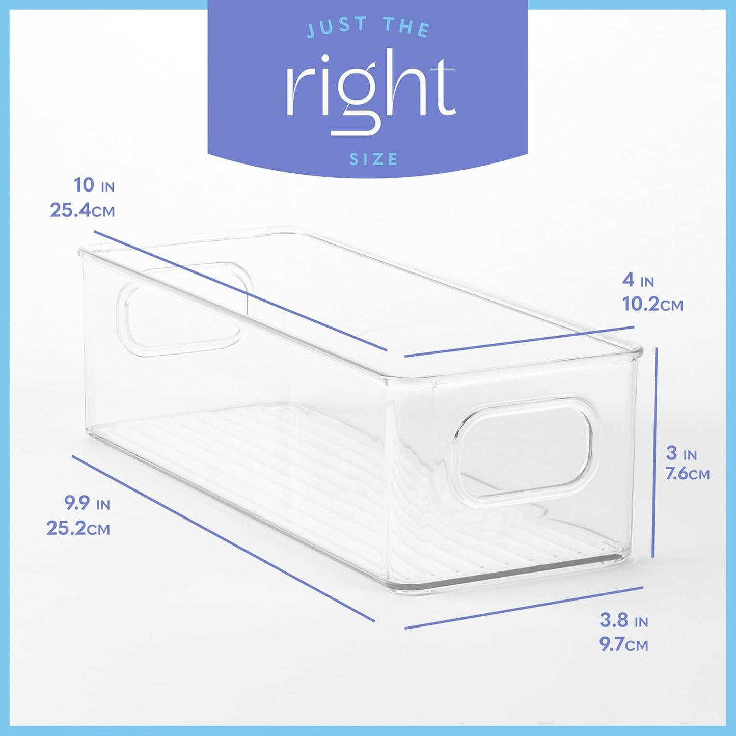 Plastic Food Storage 8 Pack Clear Container Bin with Handles for Organizing Kitchen, Pantry