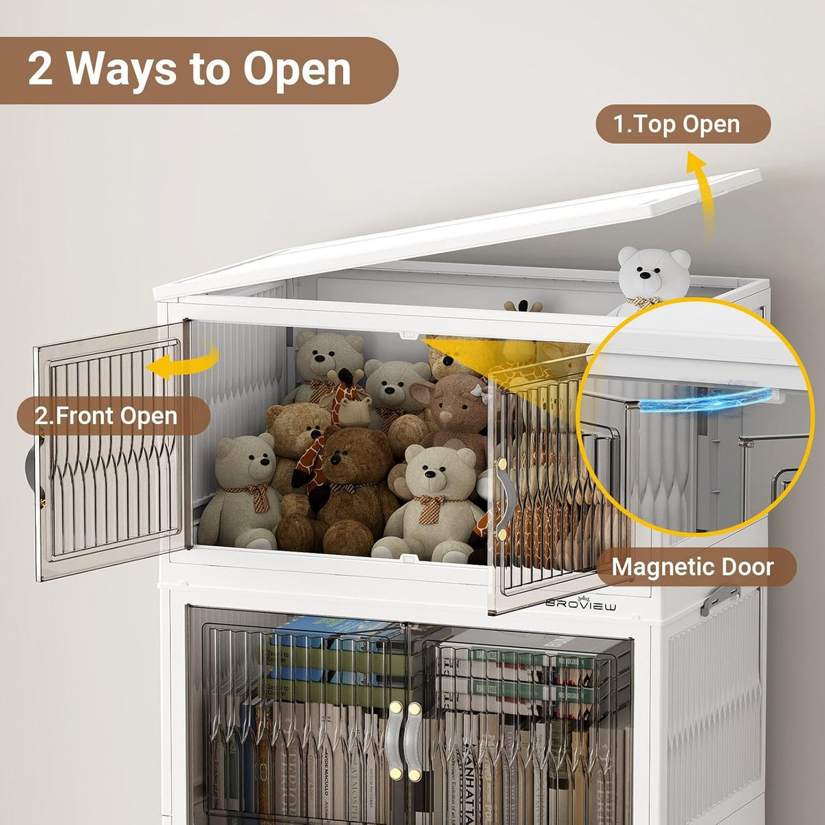 BROVIEW 480Qt Stackable Storage Bins with Lid, Extra Large Closet Organizer Collapsible Drawer