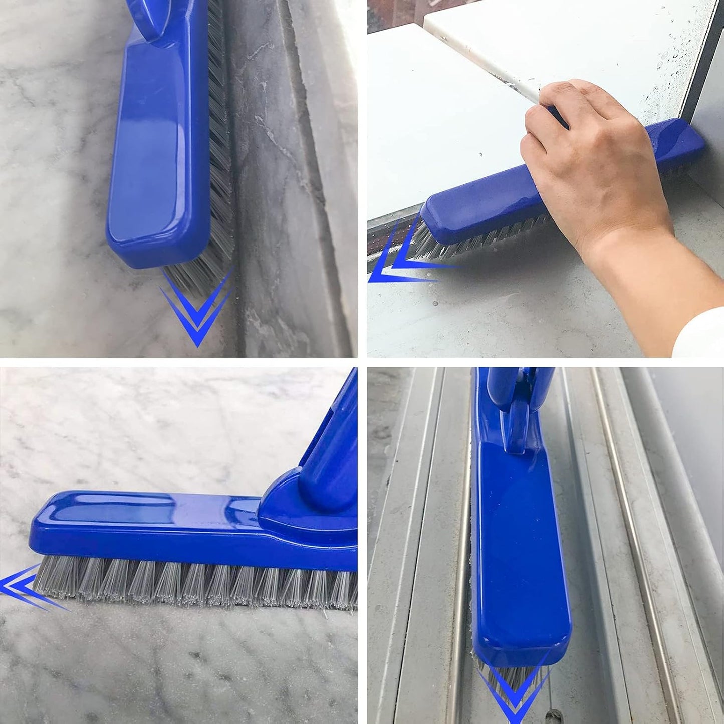 ITTAR Grout Brush with Long Adjustable Handle, Swivel Scrub Brush, V-Shape Grout Line Scrubber with