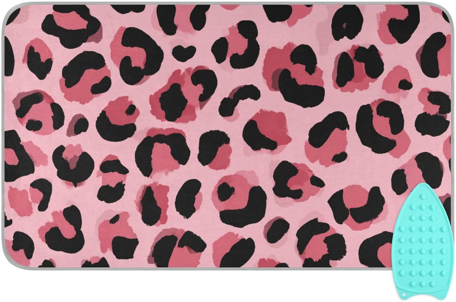 Light Leopard Print Pattern Ironing Mat for Table top Portable Ironing Pad Blanket for Washer Dryer