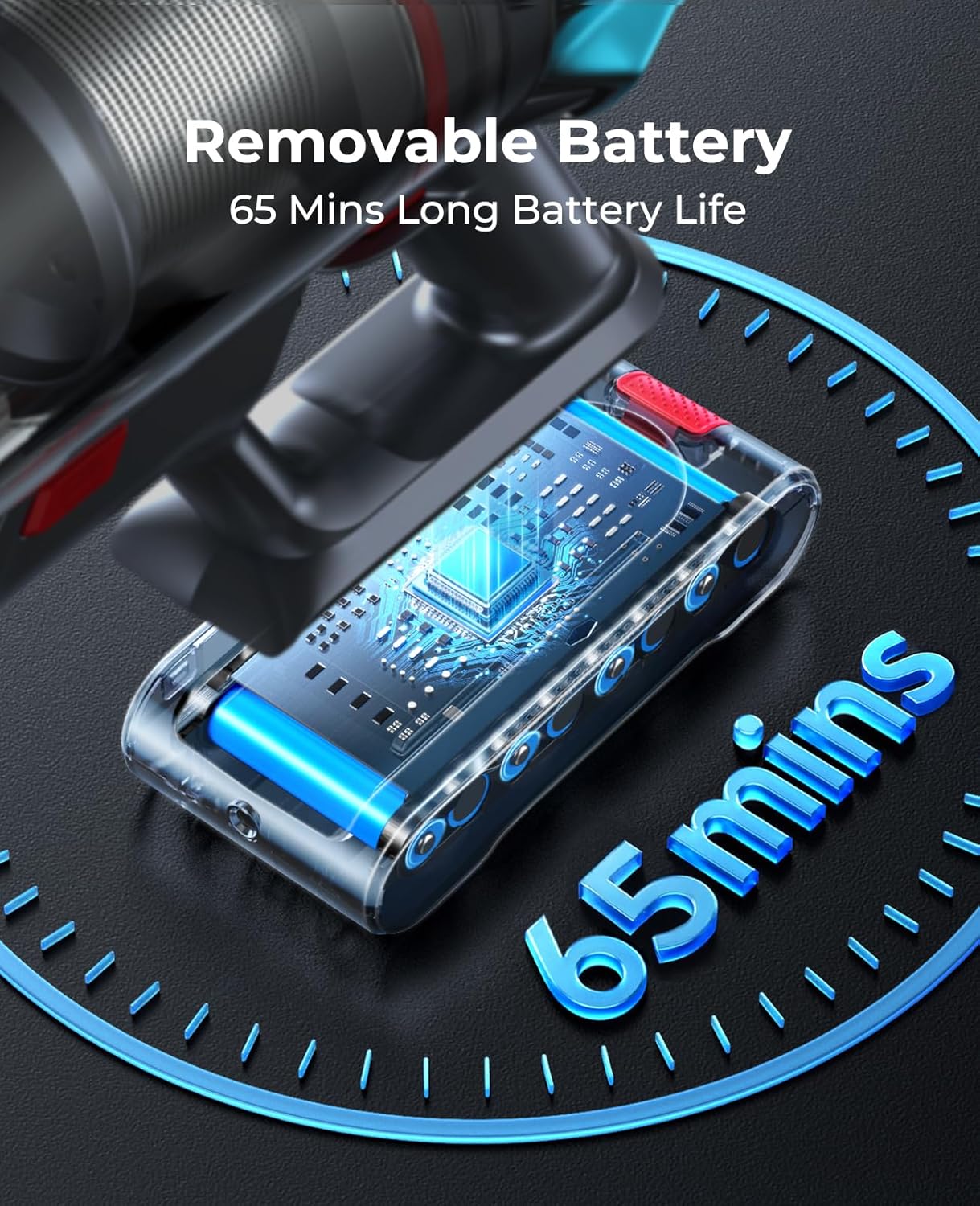 Cordless Vacuum Cleaner 600W/50Kpa, Stick Vacuum Cleaners 65 Mins Max Runtime with Charging Dock