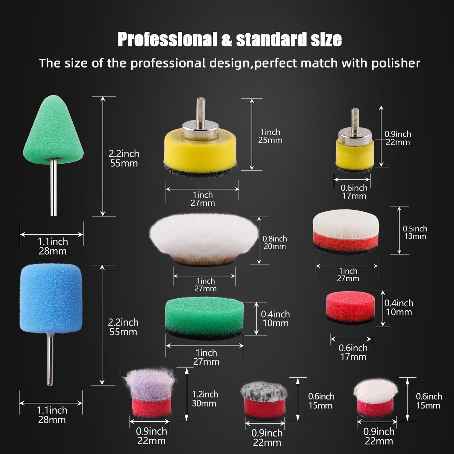 Mini Buffing Polishing Pads, 32Pcs Mini Detail Polisher Pads Use On Rotary Tools,Cordless Electric