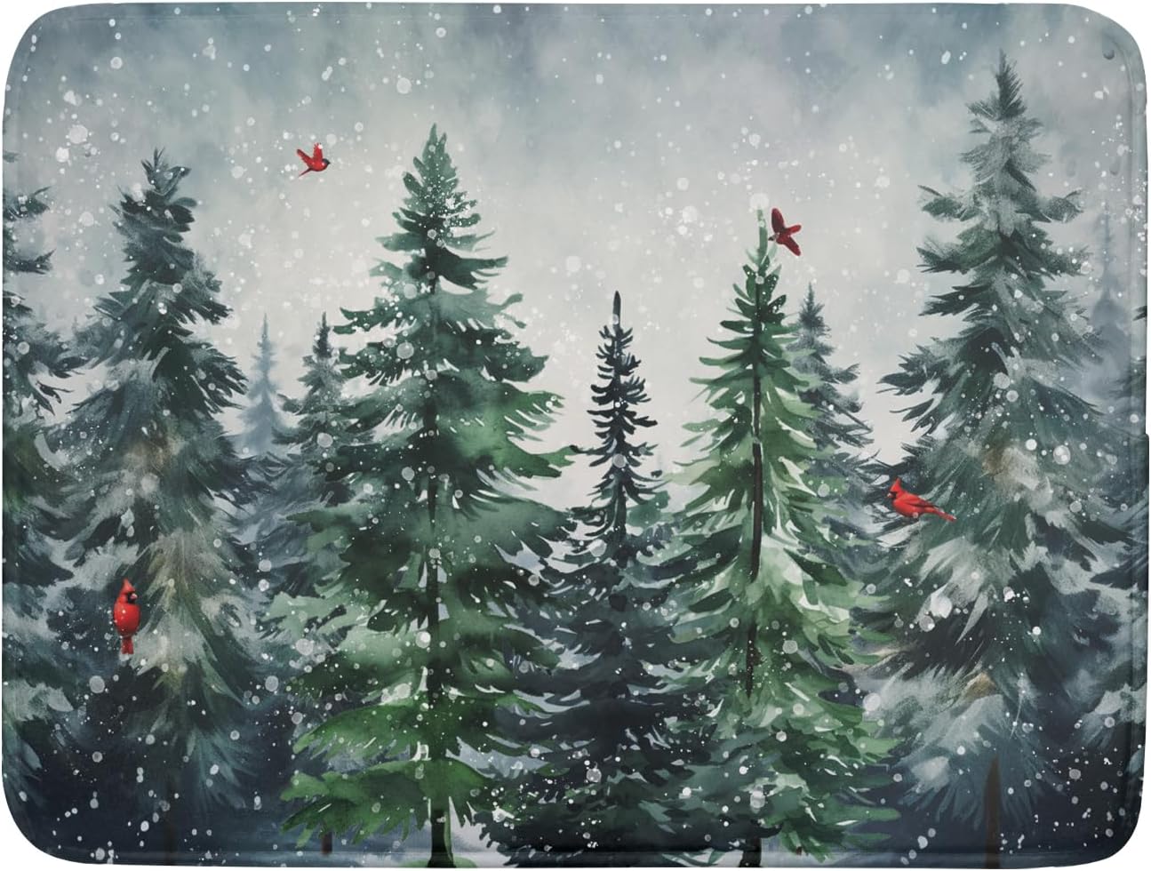 Christmas Tree Dish Drying Mat for Kitchen Counter Winter Pine Tree Dish Drying Mat 18x24 Inch Red