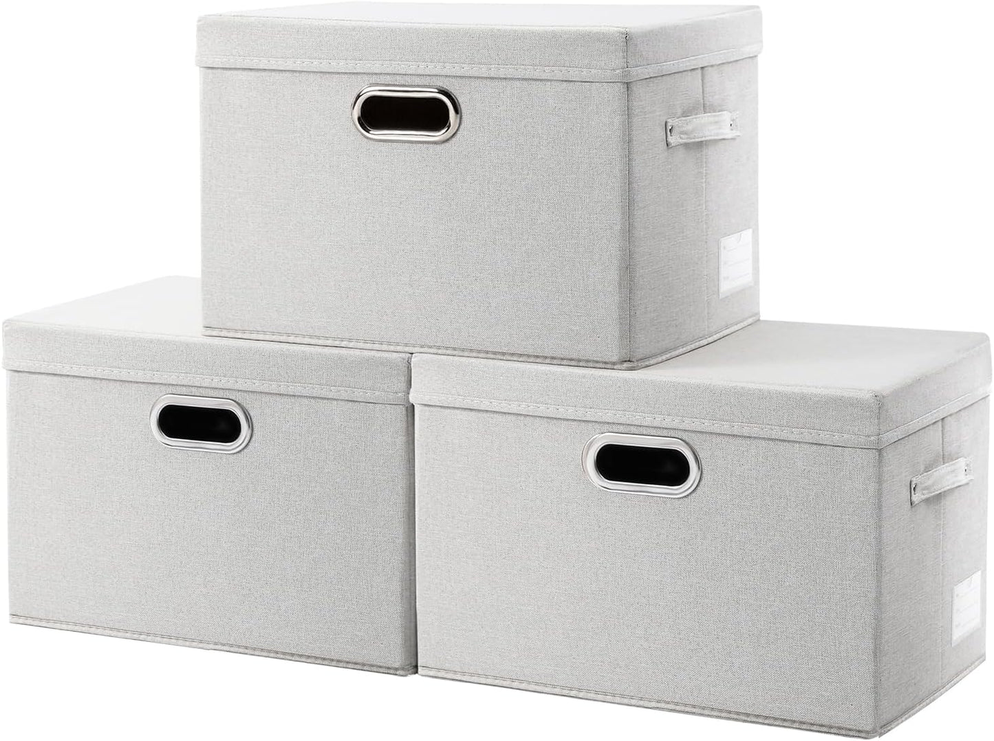PRANDOM Collapsible Storage Bin with Lid [3-Pack] Fabric Foldable Storage Box Organizer Container