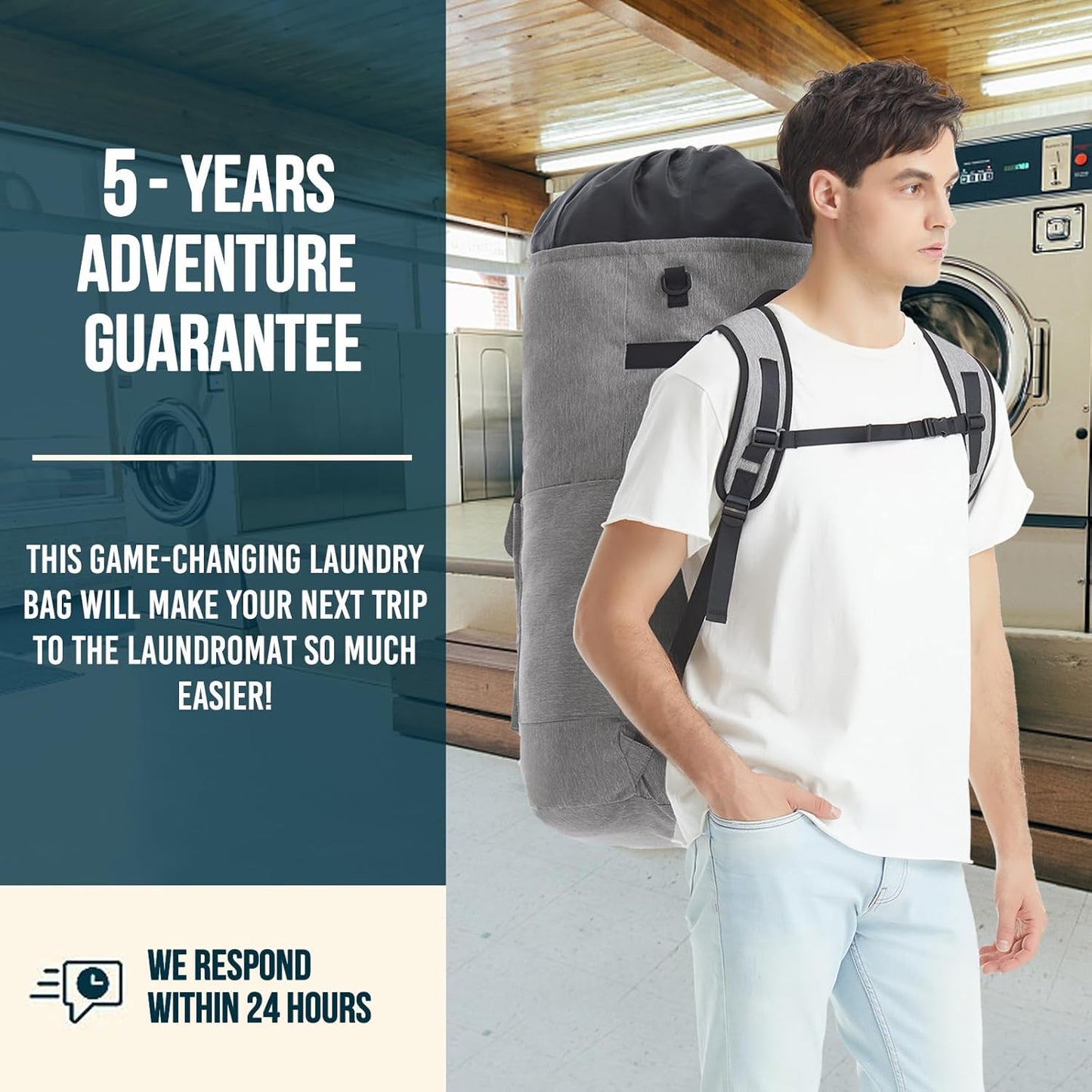 Laundry Backpack Bag, 115L Extra Large Laundry Bag with Straps, Heavy Duty Laundry Backpack with 4