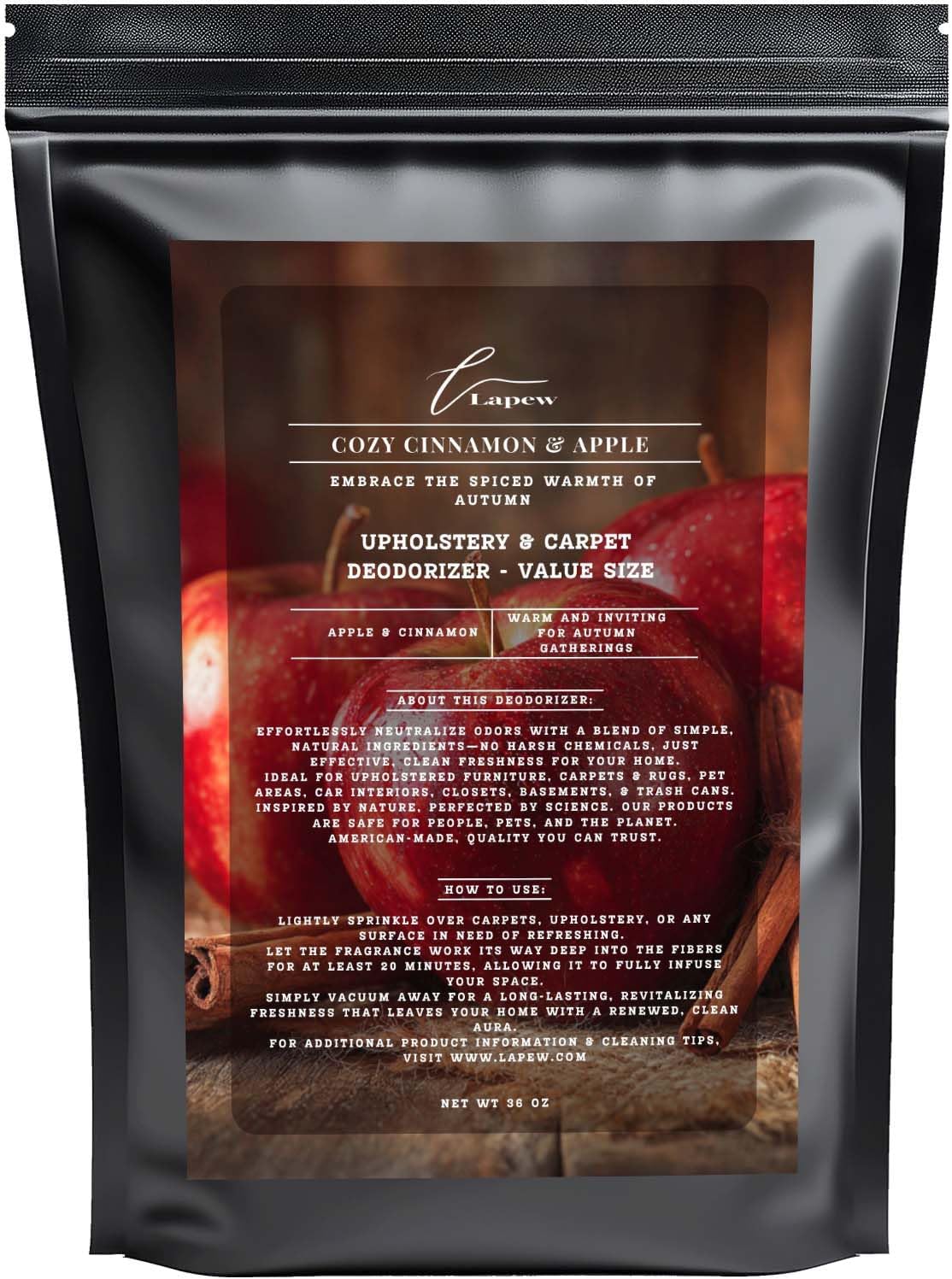 Cozy Cinnamon & Apple Carpet Freshener Powder Refill 36 oz | Powerful Odor Eliminator for Home |
