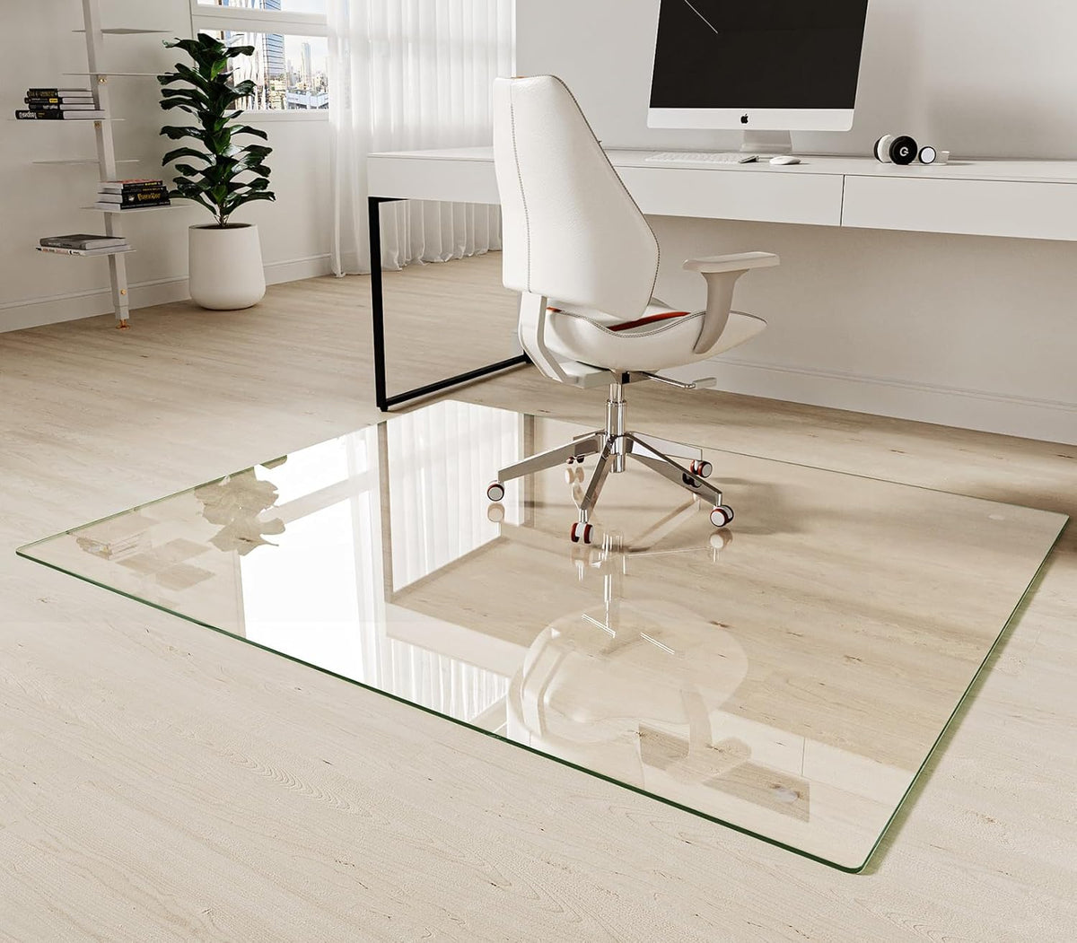 Koonmi Tempered Glass Chair Mat 51"x63" - Premium Office Chair Mat for Hardwood Floors & Low-Pile