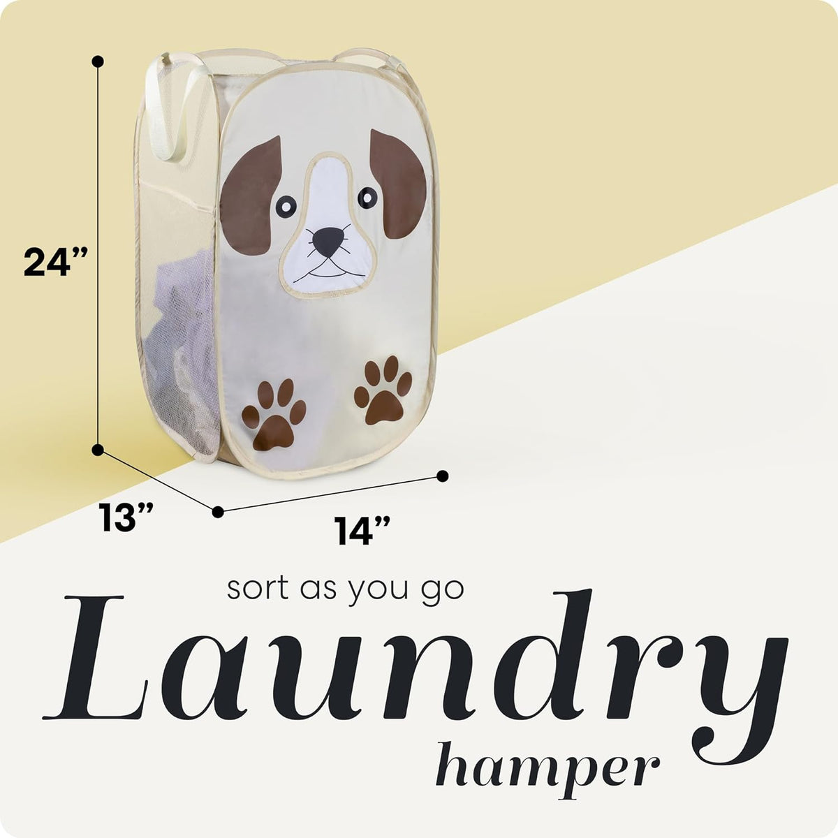 Handy Laundry Collapsible Mesh Pop-Up Hamper with Wide Opening and Side Pocket - Breathable