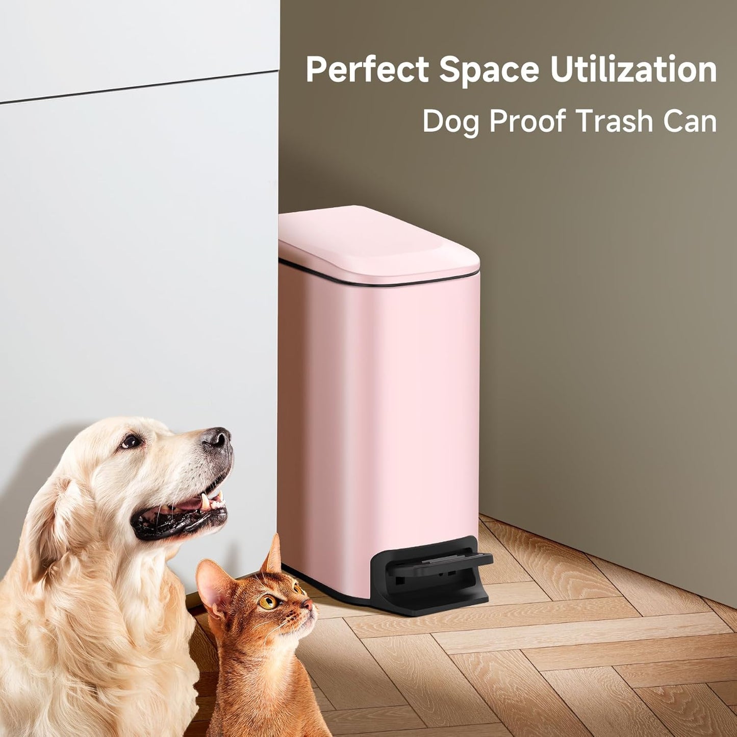 TIPGO Slim Bathroom Trash Can with Lid Soft Close, 6 Liter / 1.6 Gallon Stainless Steel Garbage