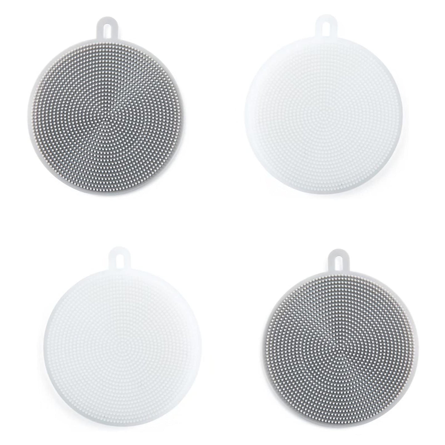 4PCS Silicone Dish Scrubber, Multipurpose Round Silicone Sponges Reusable Dish Brush Dish Brush for