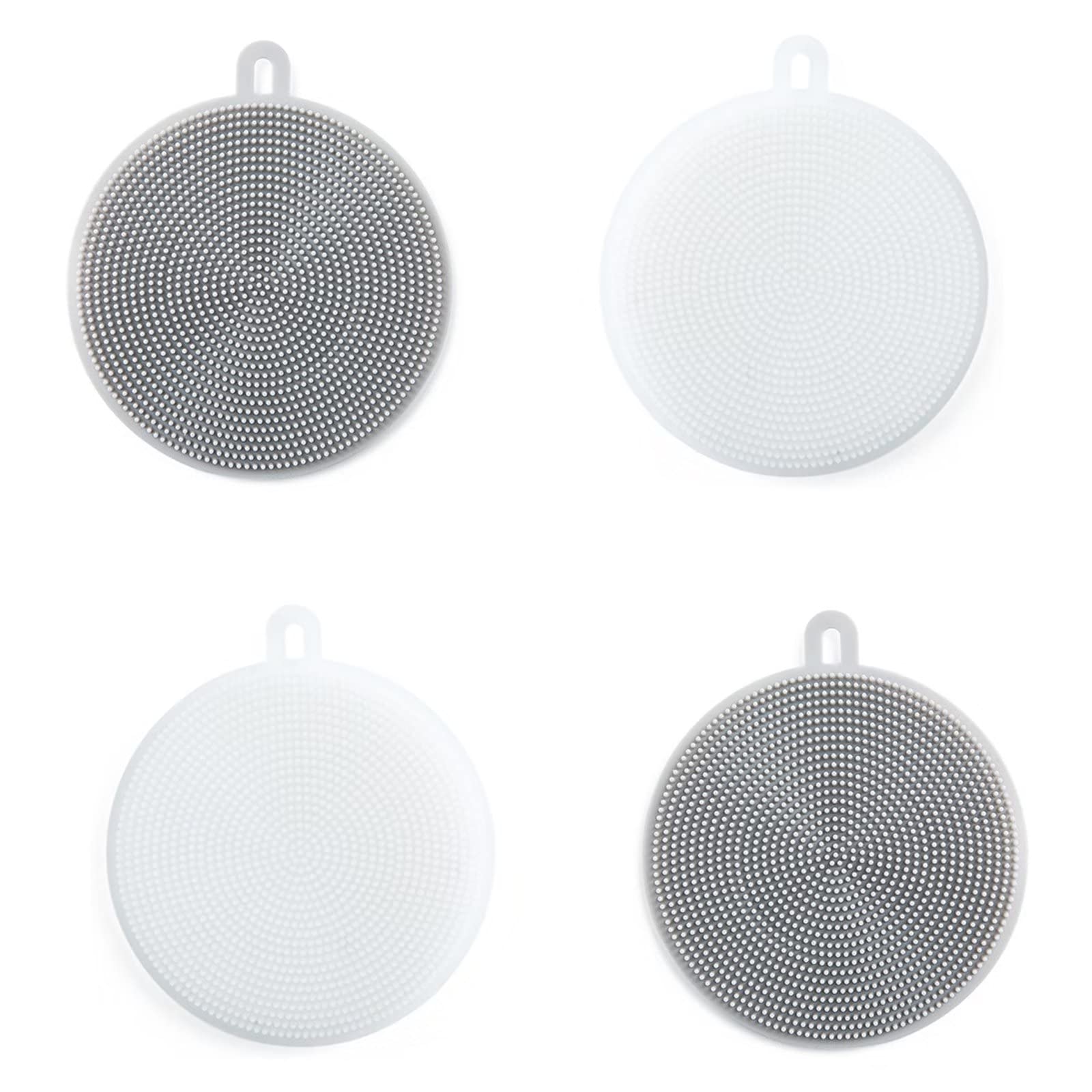 4PCS Silicone Dish Scrubber, Multipurpose Round Silicone Sponges Reusable Dish Brush Dish Brush for