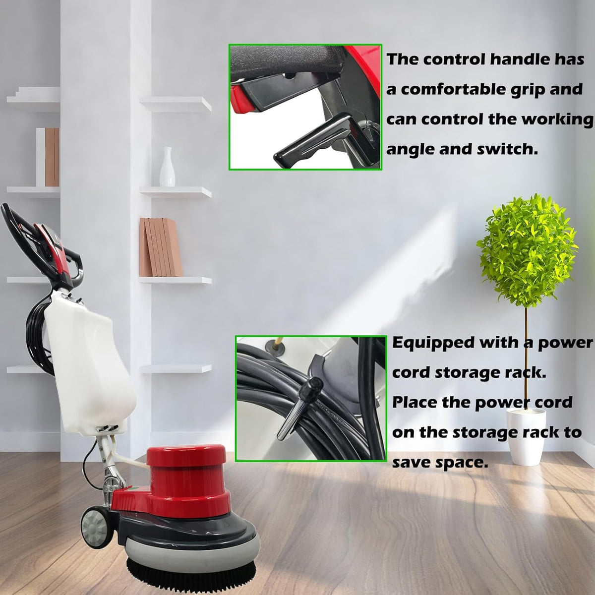 Floor Scrubber Buffer Polisher Commercial Floor Scrubber Machine 17" Tile Floor Cleaning and