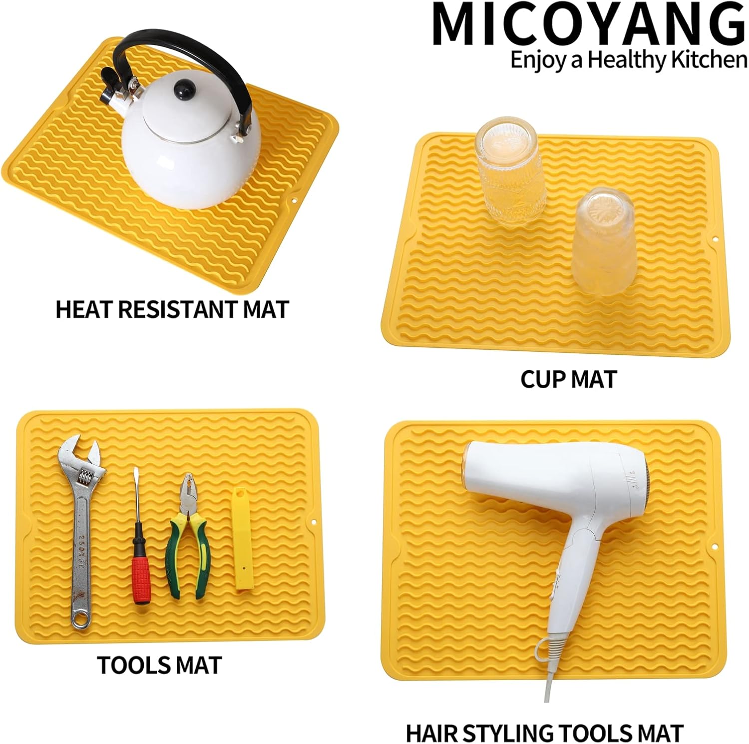 Silicone Dish Drying Mat for Multiple Usage,Easy clean,Eco-friendly,Heat-resistant Silicone Mat for