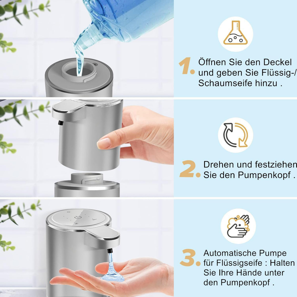 Automatic Liquid Soap Dispenser Bathroom Kitchen Dish Liquid Body Shampoo Shower Gel Hand Free