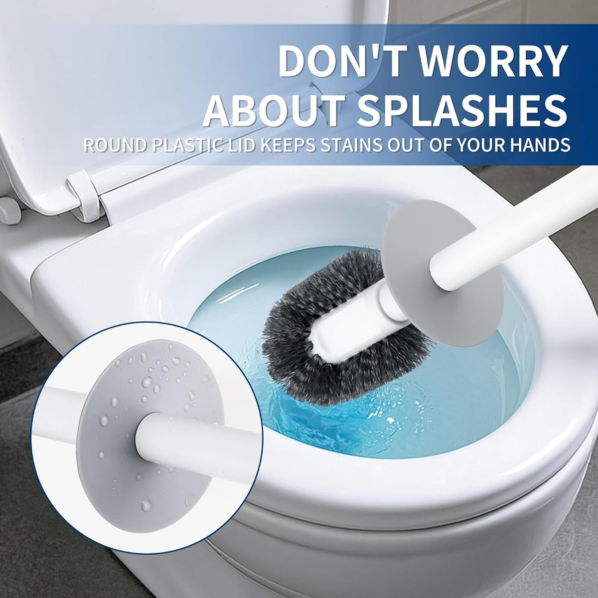 Toilet Brush & Holder Set, Lightweight Plastic Handle, Space Saving for Storage, Deep Cleaning