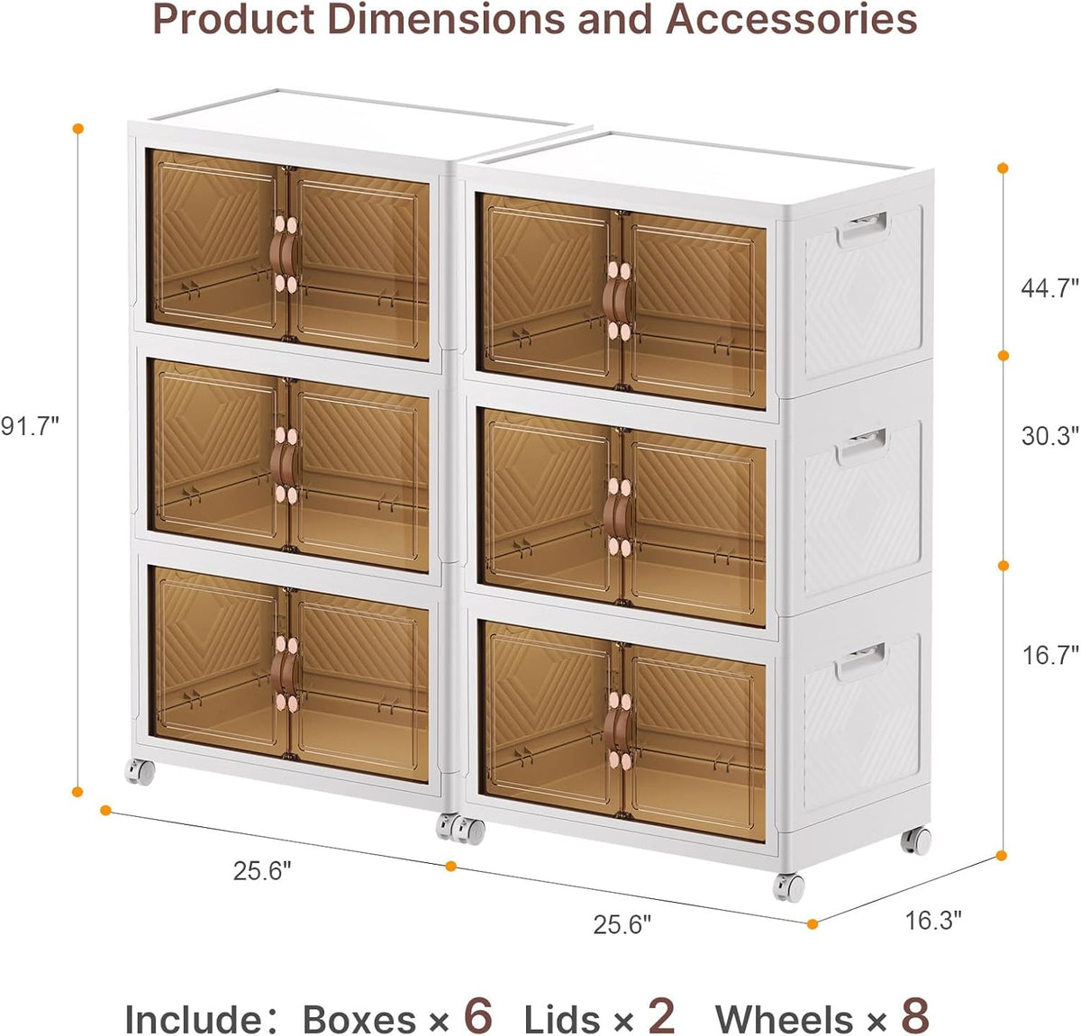 Extra Large Stackable Storage Bins with Lids & Wheels & Door, 672QT-112QT/28GAL*6Pack Foldable