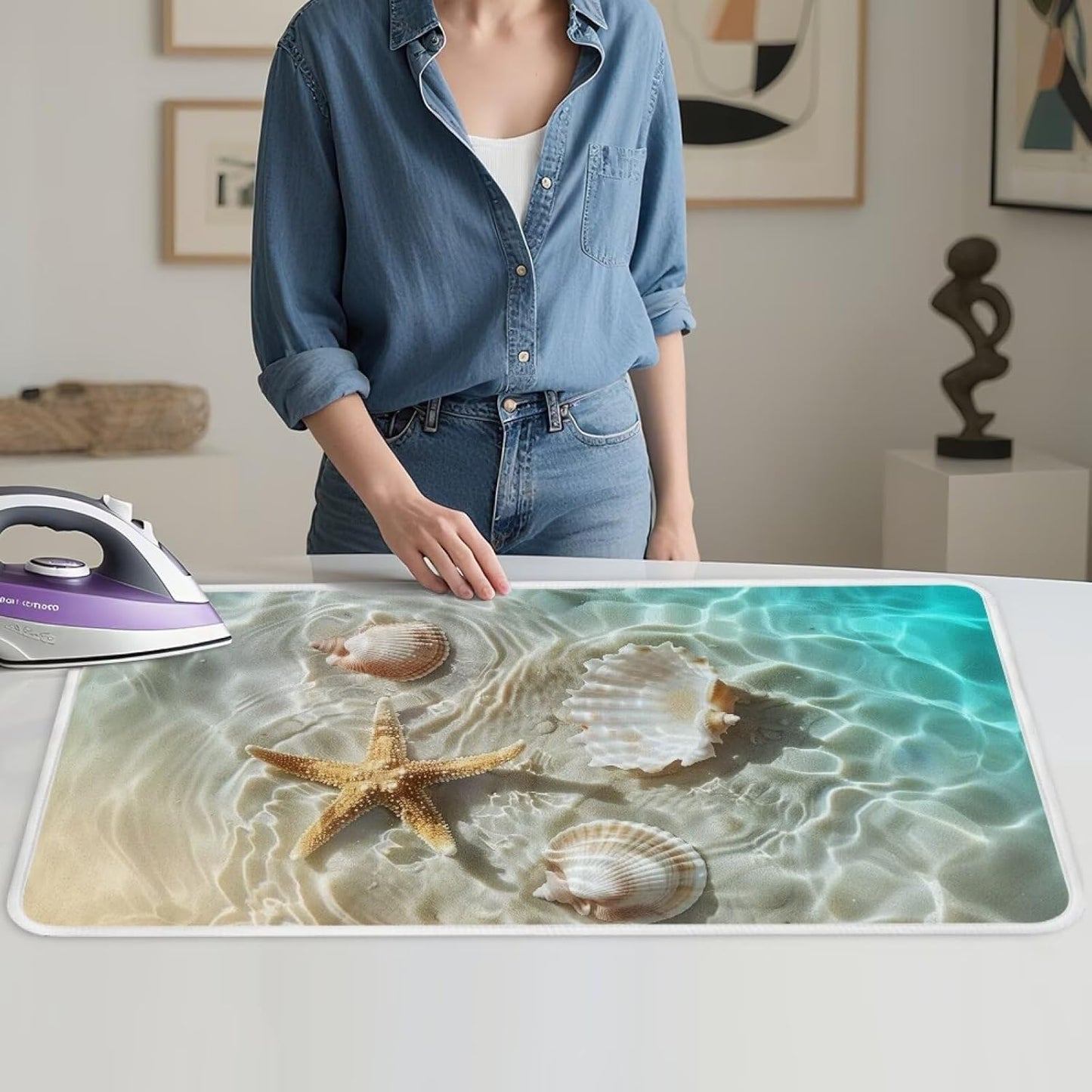 Ironing Mat Thickened Beach Starfish Ironing Blanket Travel Portable Ironing Pad Travel Isolate