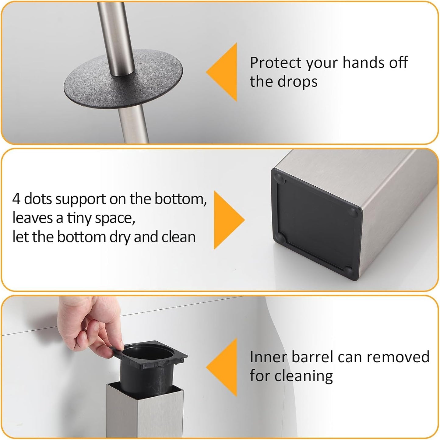 BGL Toilet Brush and Holder Set Brushed Nickel Aluminium Freestanding Toilet Bowl Cleaner Brush and