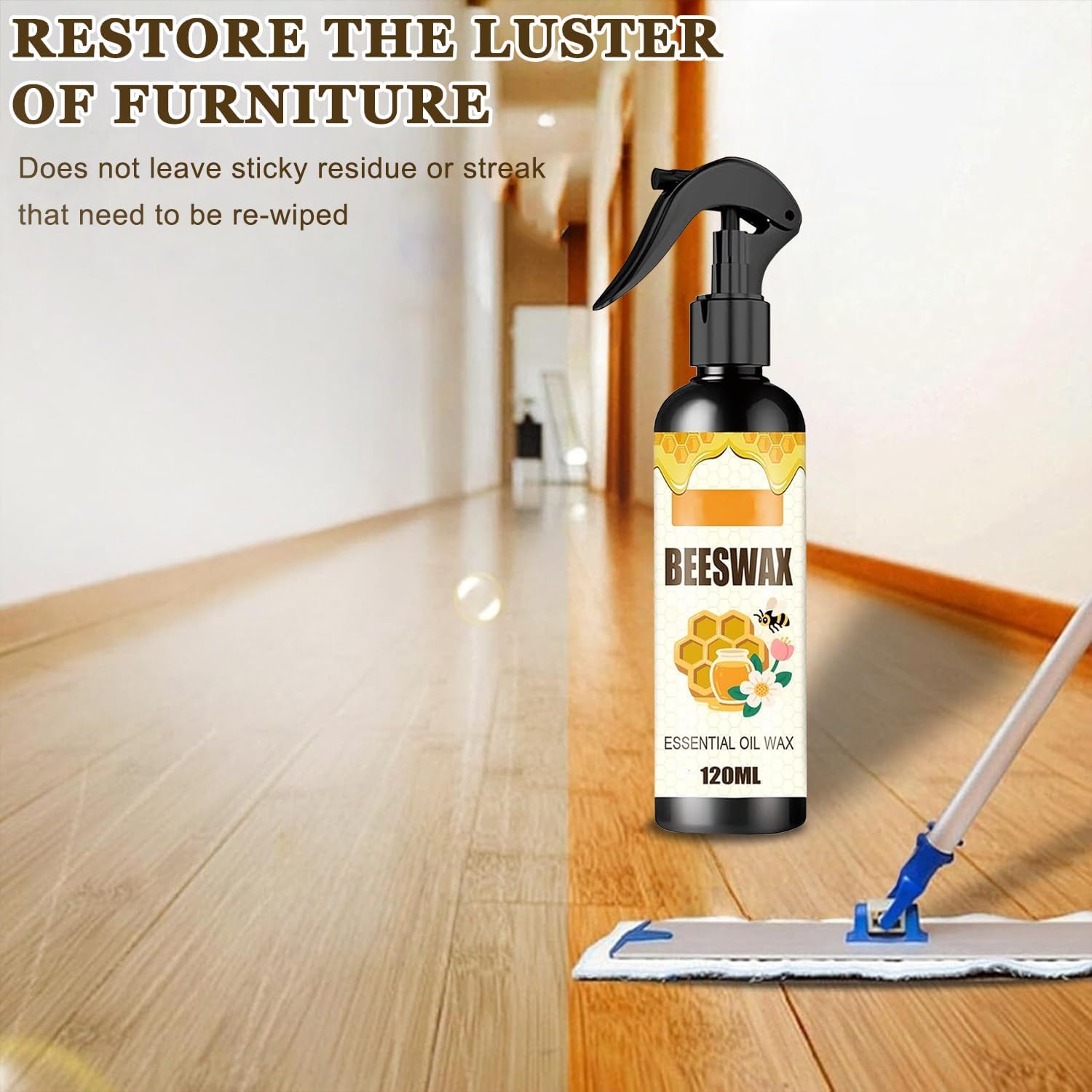 2PCS Beeswax Spray,Natural Furniture Polish,Beeswax Spray Cleaner, Wood Polishing for