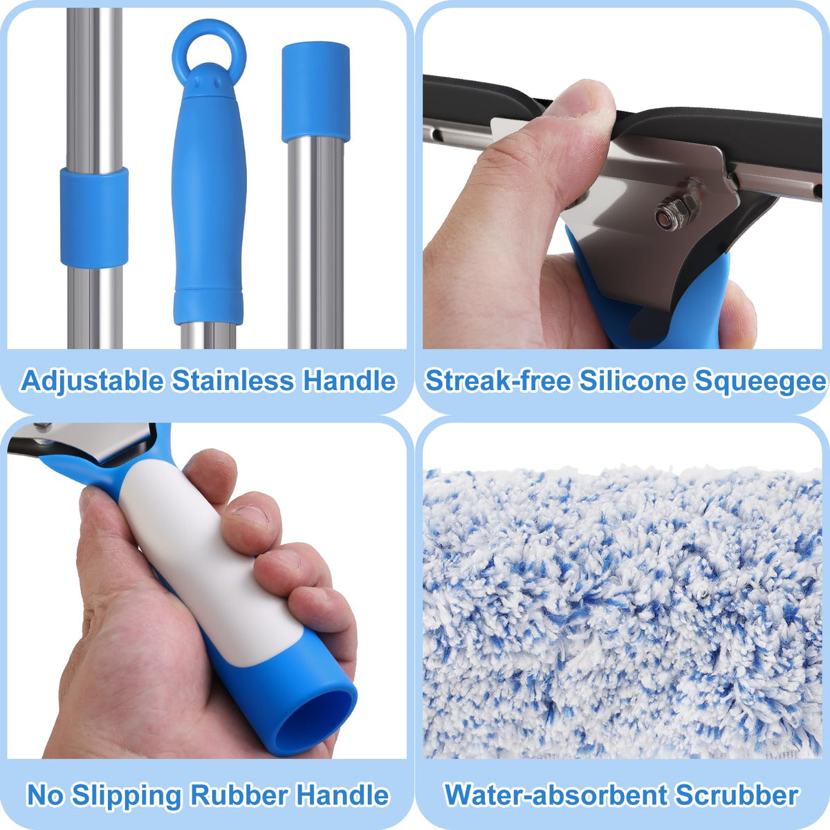 Mitclear Window Cleaning Kit 77'' Long Handle with Bucket for Home Outdoor