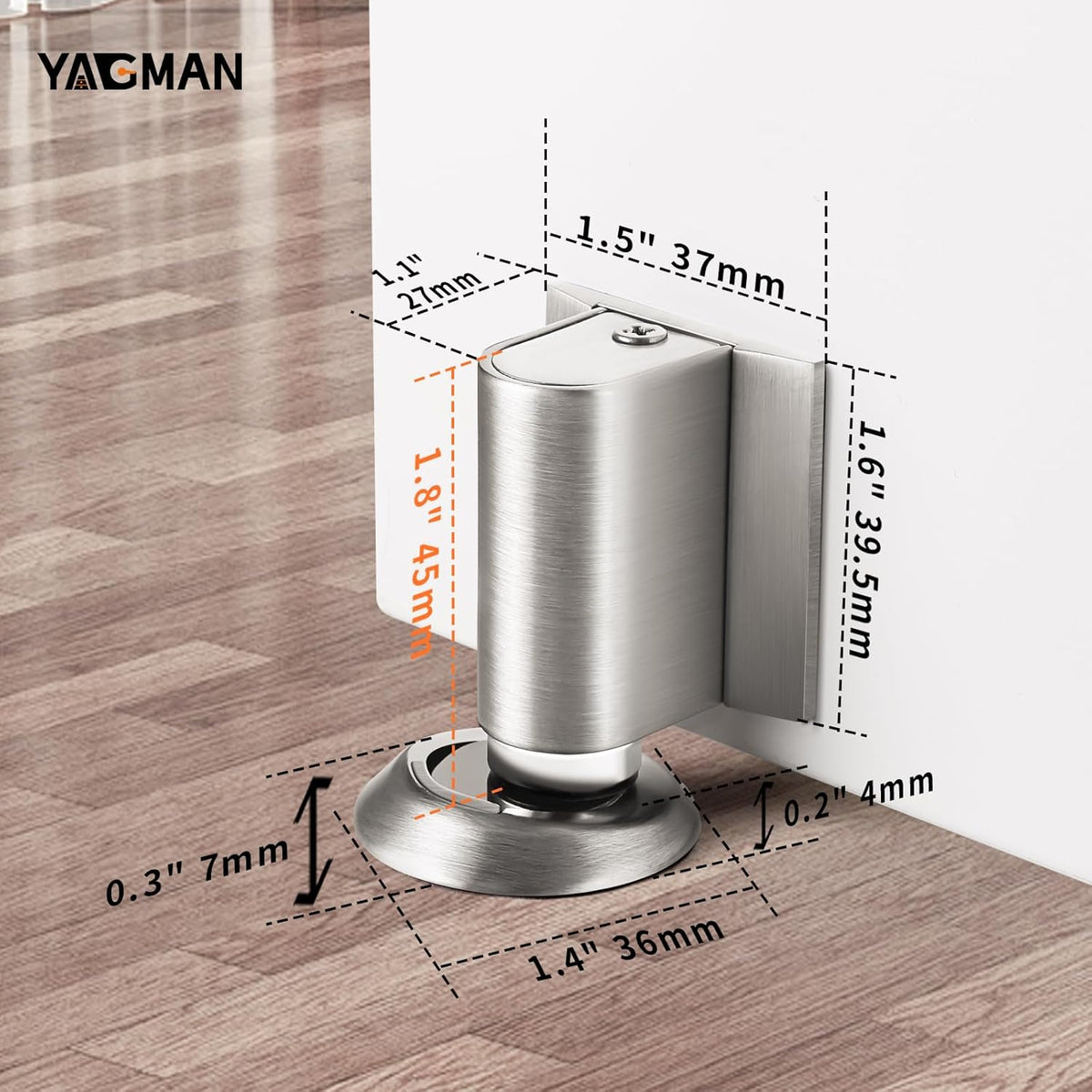 1 Pack Magnetic Door Stoppers Retractable Bottom of Door Holder No Drilling Mount Floor Door Stop