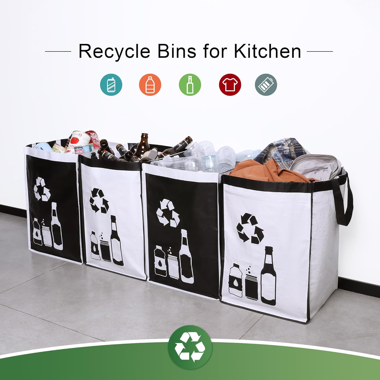 Recycle Waste Bag for Kitchen Home- Indoor Recycling Bins Trash Sorting Organizer, Reusable and
