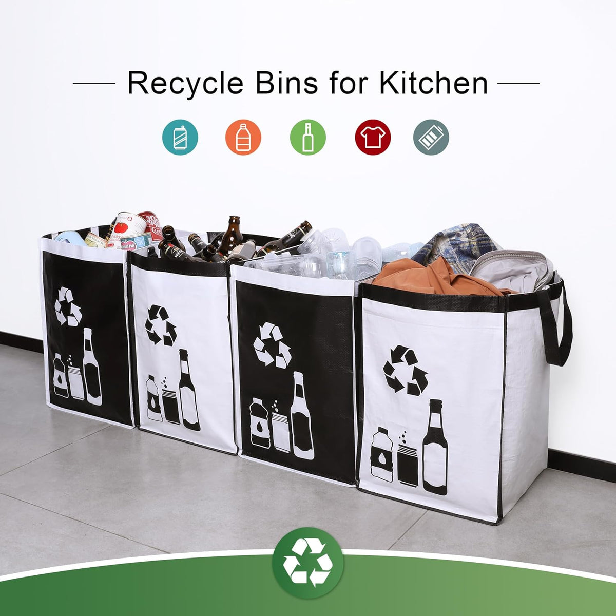 Large Recycle Waste Bag for Kitchen Home- Large Indoor Recycling Bins Trash Sorting Organizer